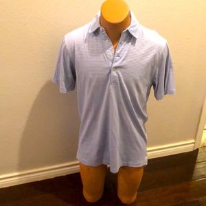 Polo golf blue and white striped polo